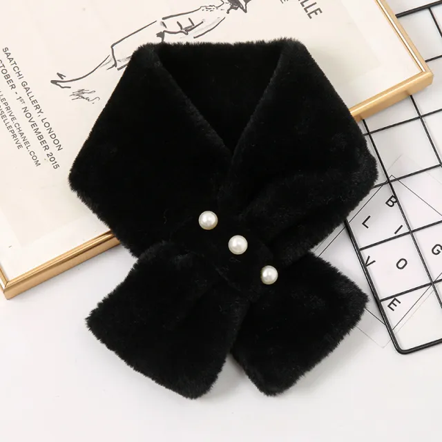 Neck Protection All match Plush Warm Fur Collar Scarf 1 Black - Shop at LoveMi