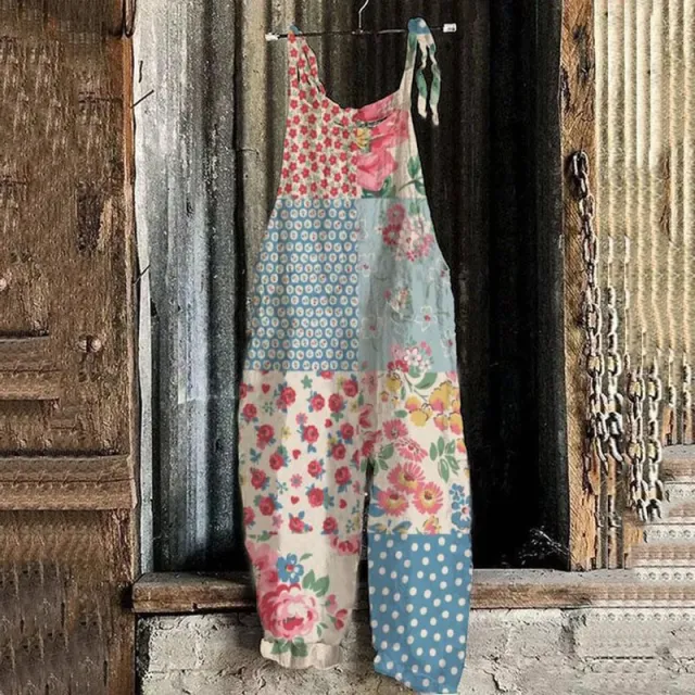 Women's Autumn And Winter Printing Retro Wide Leg Jumpsuit No 16 Flower S - Shop at LoveMi
