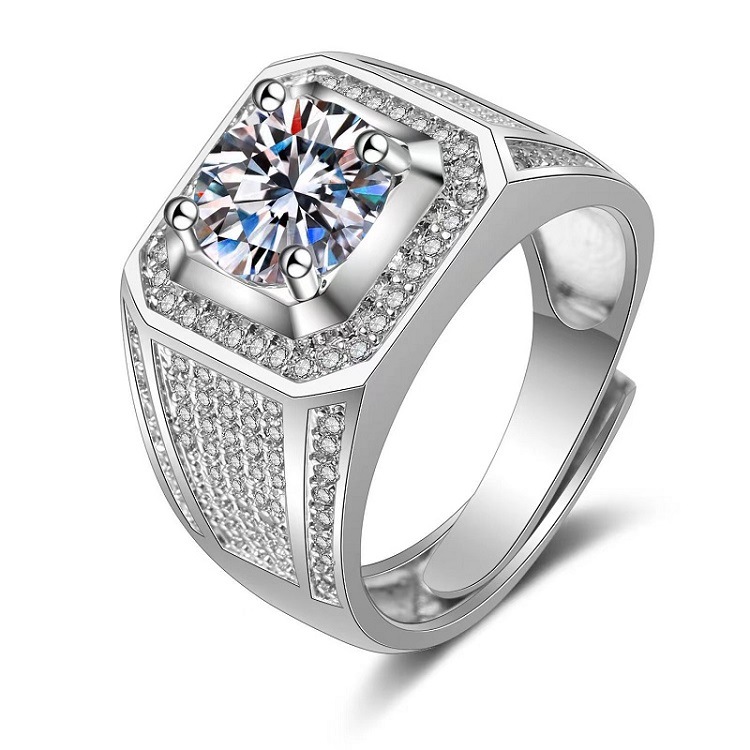 Full Diamond Fashion Ring Loose Mouth Large Man's Ring