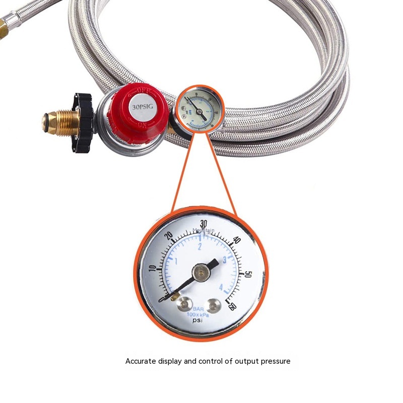 Propane High Pressure Adjustable Pressure Reducing Valve With Pressure Gauge Gas Pipe