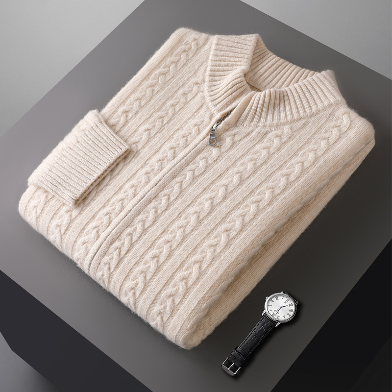 Woolen Sweater Men's Half-high Collar Zipper Top - Image 7