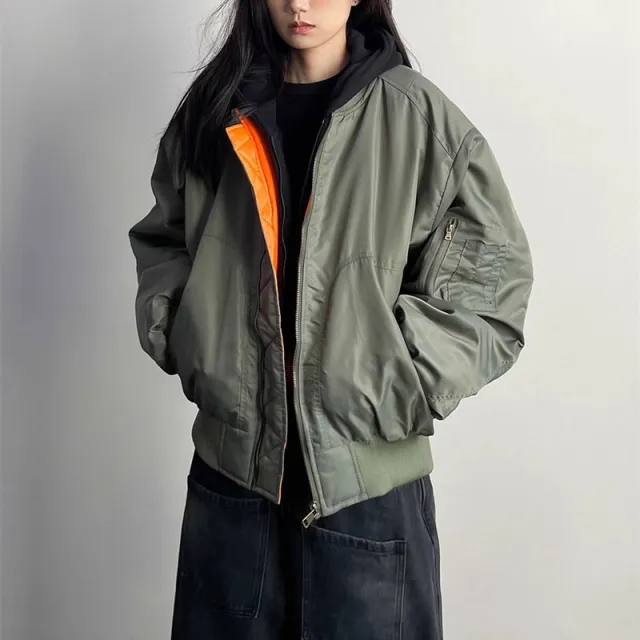 Pilot Stand Collar Retro Loose All matching Thickened Fall Winter Coat Tan - Shop at LoveMi