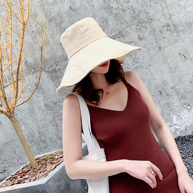 Solid-color Extra-wide-brim Sun Hat