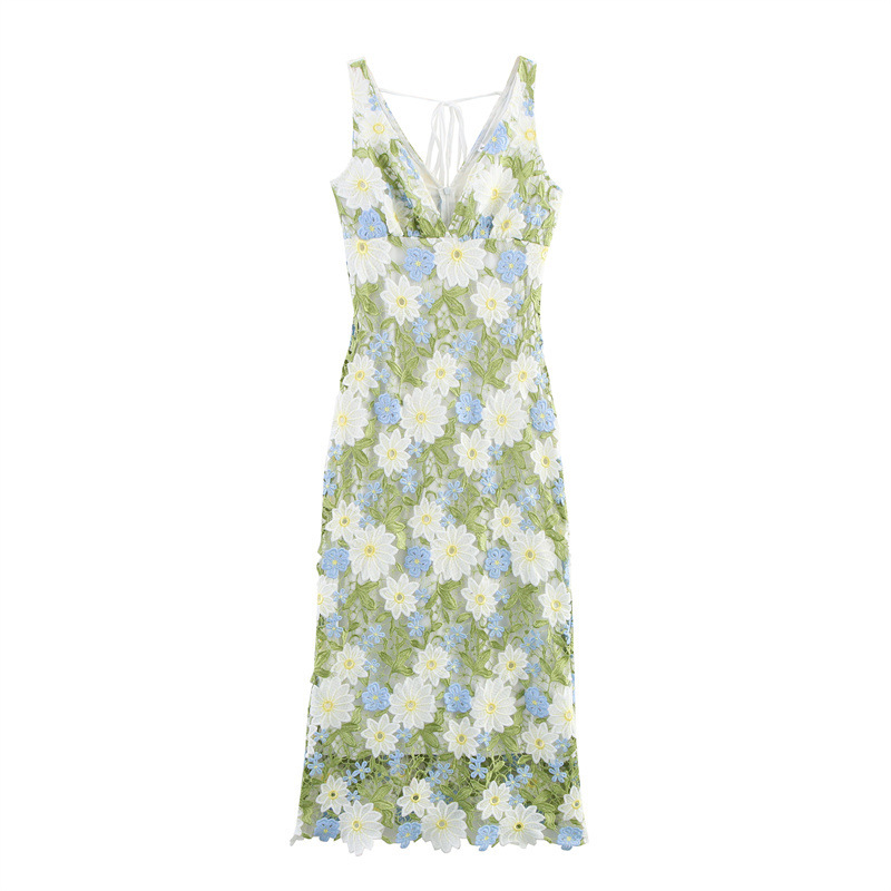 Summer Floral Print Sweet Slim Fit Spaghetti Straps Sleeveless Dress