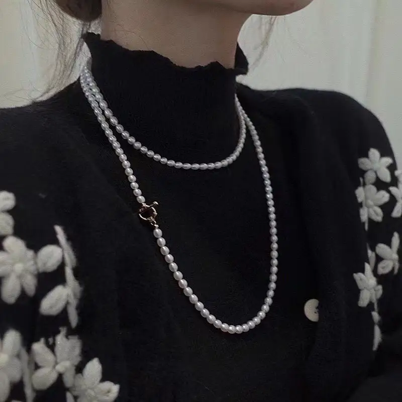 3-5mm Freshwater Japonica Rice-shaped Necklace