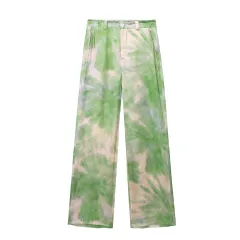 Wind Lapel Tie-dye Printed Shirt Casual Pants Suit - Casual Pants-Xs - View 1
