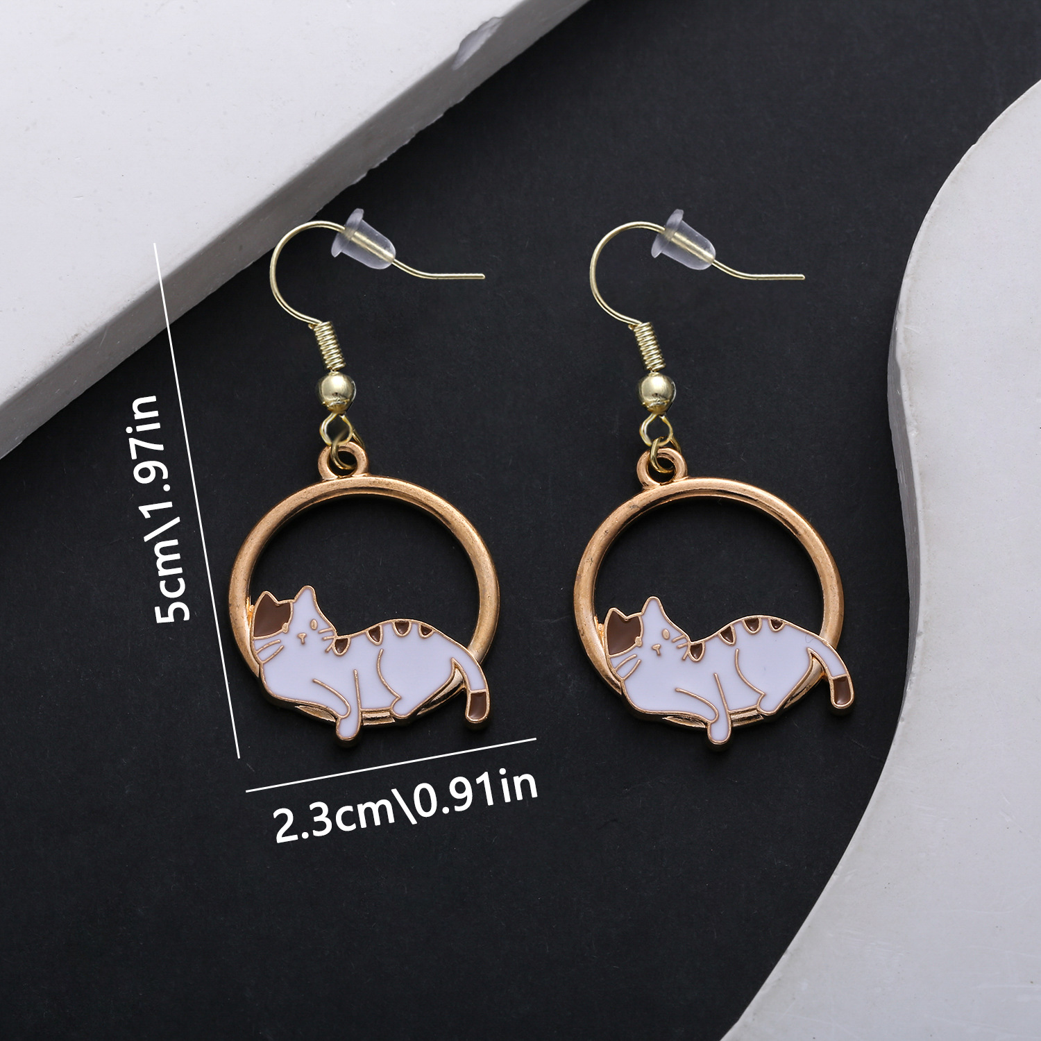 Cute Hollow Lazy Little Cat Earrings