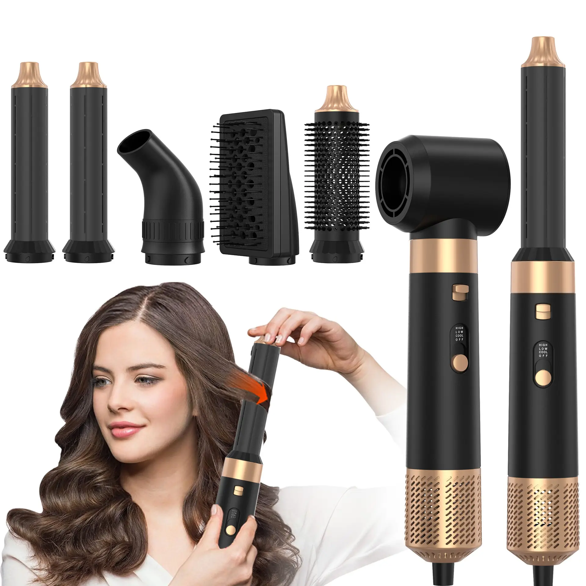 6-in-1 Hot-air Comb For Straightening And Curling