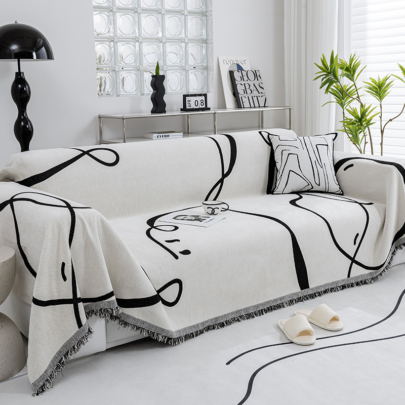 Full-Cover Quilted Chenille Sofa Cover All-Season Universal