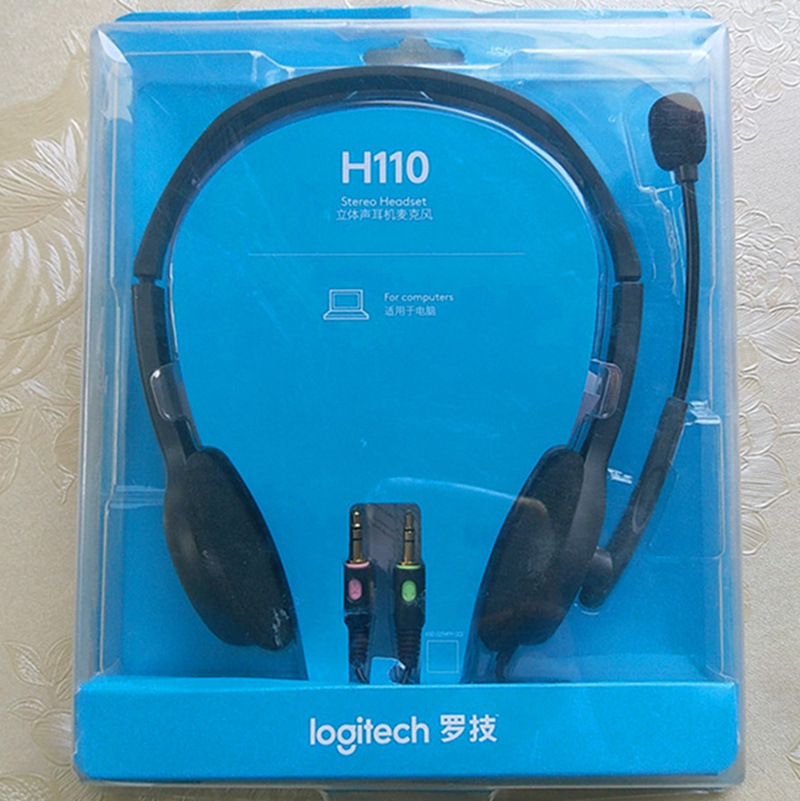 Logitech H110 H111 Stereo Wired Headset Single/Double 3.5mm for Computer Tablet - 第 7/8 張圖片