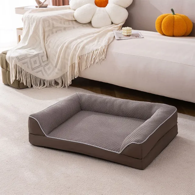 Mesh Waterproof Non slip Stain resistant Pet Sofa Cushion Universal Simple Modern Anti scratching Faux Leather Sofa Cover Brown Summer Style - Shop at LoveMi