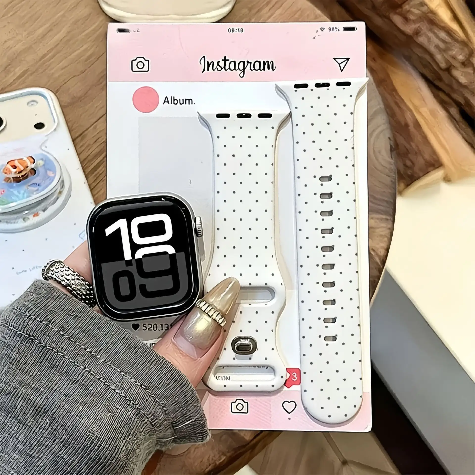 Silicone White Polka-dot Watch Strap