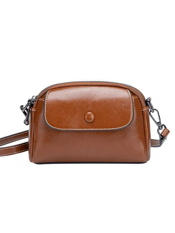 Foreign Trade Bag For Women Summer Simplicity Shoulder Mini High grade Cowhide Delivery Brown - Shop at LoveMi