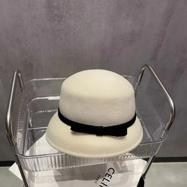 Korean All match Simple Bow Elegant Small Bucket Cap Beige Black Belt - Shop at LoveMi