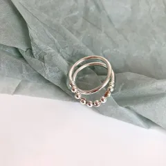 Fashion Ball Ring Women's Retro Line 925 Silver Plated Forefinger Ring - Jz8249 Silver - View 1