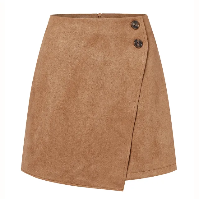Women's Autumn And Winter Suede Irregular Skirt Camel - Shop at LoveMi