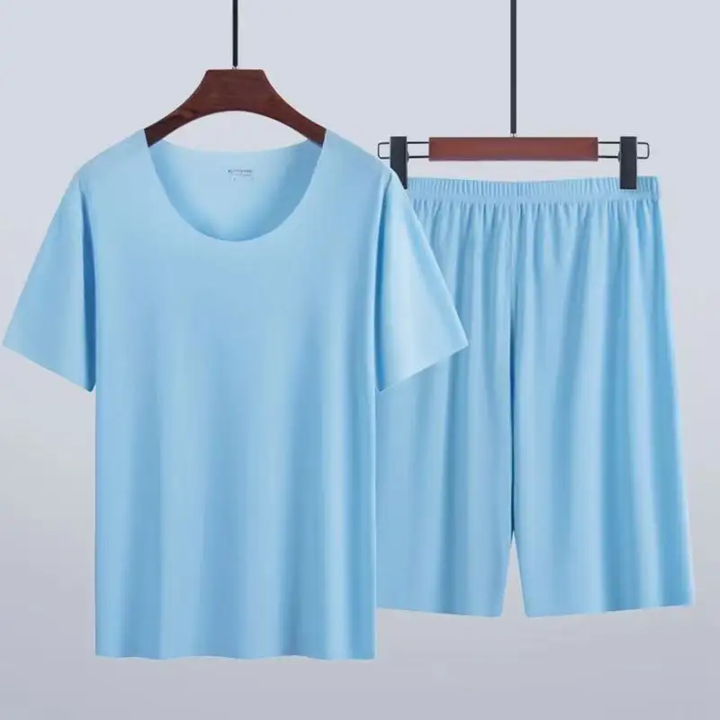 Advanced Ice Silk Round Neck Solid Color