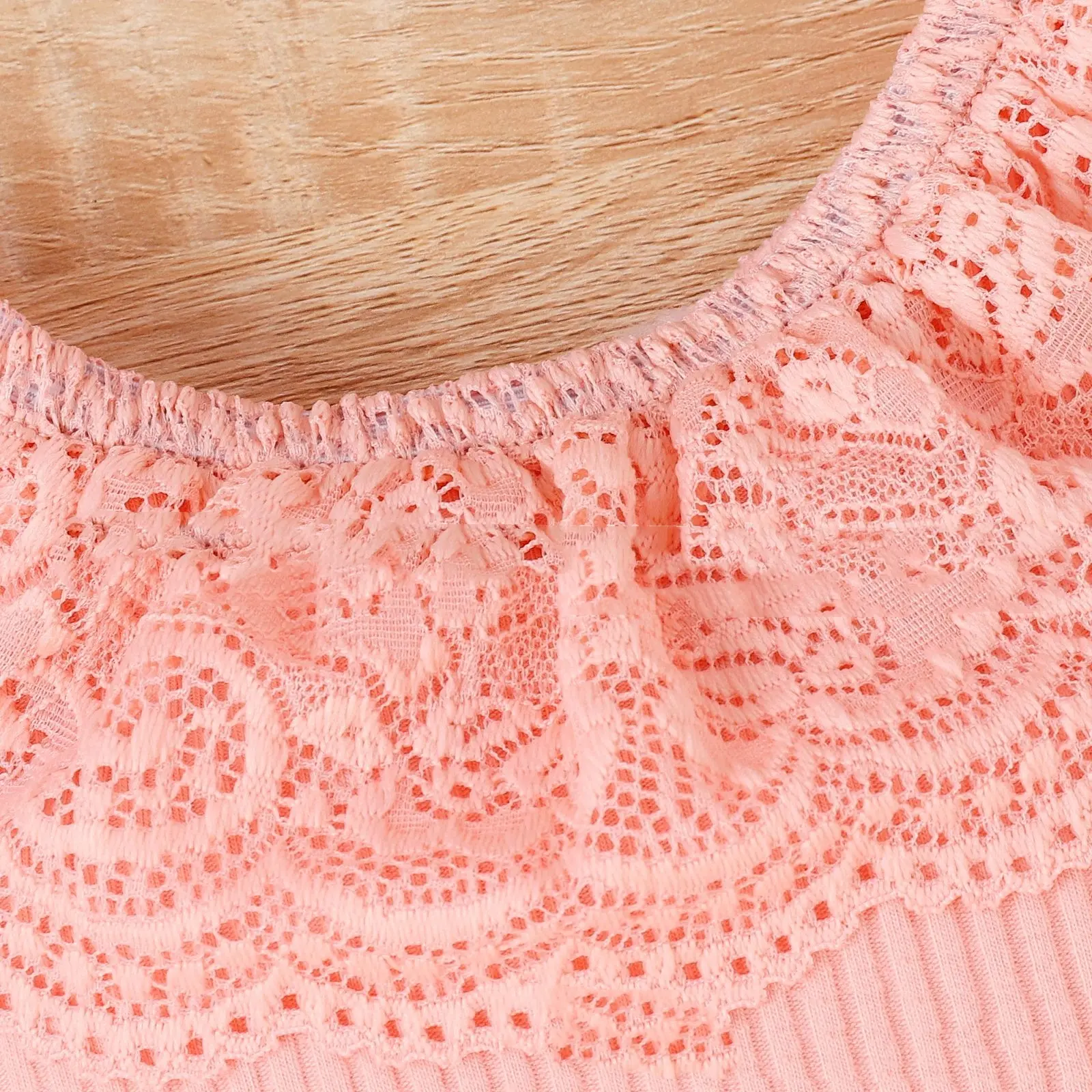 Solid Color Sleeveless Romper Printed Baby Bodysuit Lace Shorts Suit