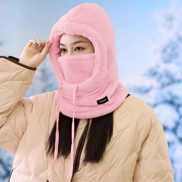 Windproof Warm Winter Sleeve Cap Female Riding Fleece lined Bandana Pink - Shop at LoveMi