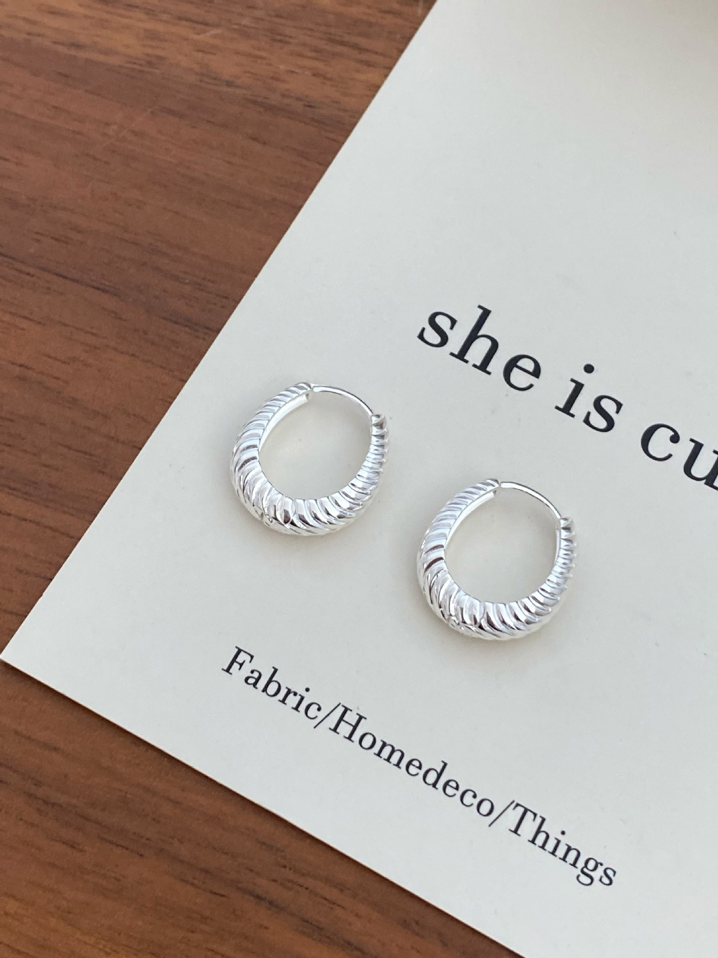 Simple Geometric Ellipse Corrugated Twist Earrings For Women