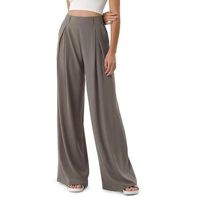 Straight Loose Workout Pants High Waist Commuter Women Coffee - Shop at LoveMi