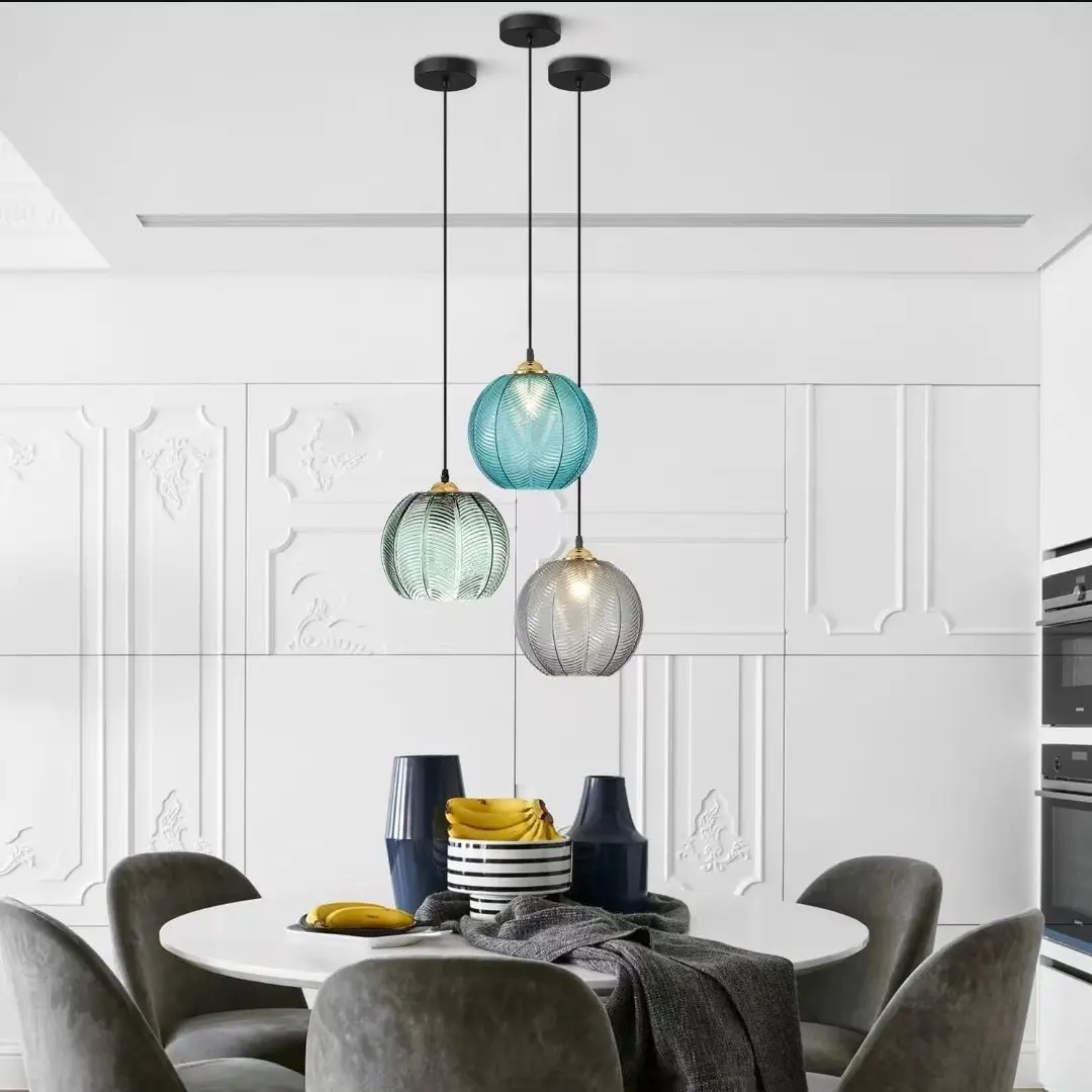 Creative Bedroom Light Leaf Pattern Glass Chandelier