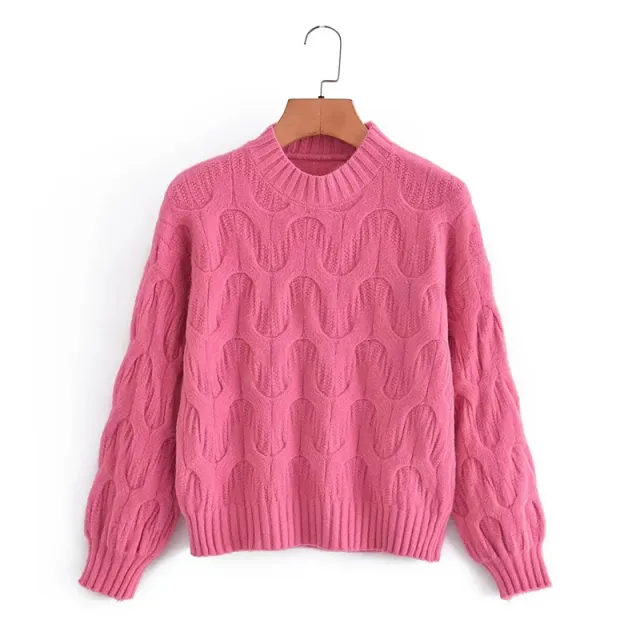Women's Crew Neck Pullover Sweater Pink - Shop at LoveMi