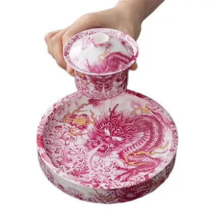 Storable Three-Piece Tea Bowl Set In Ceramic