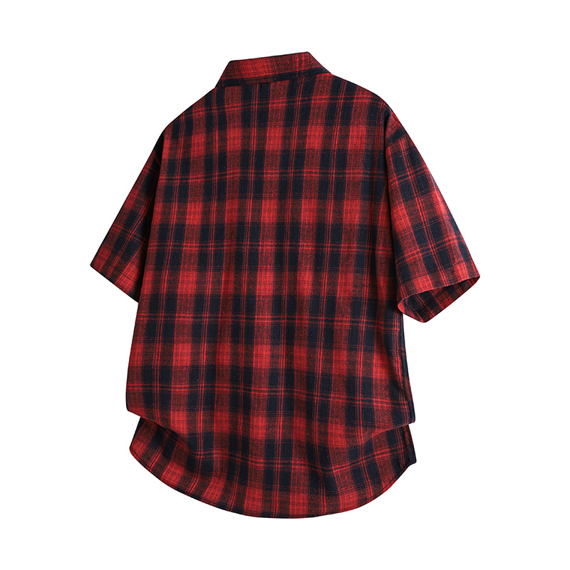 Men's Short-sleeved Plaid Shirt
