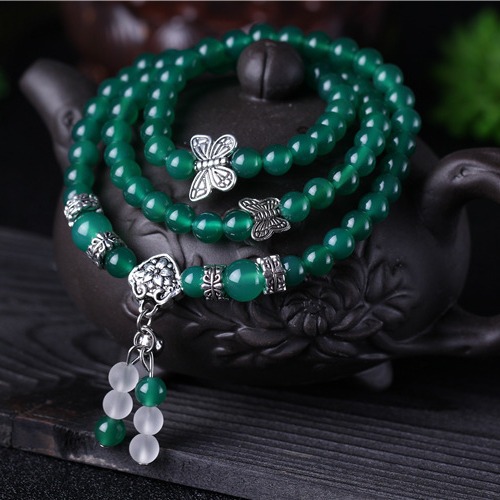 Natural Green Agate Chain Multi-layer Bracelet