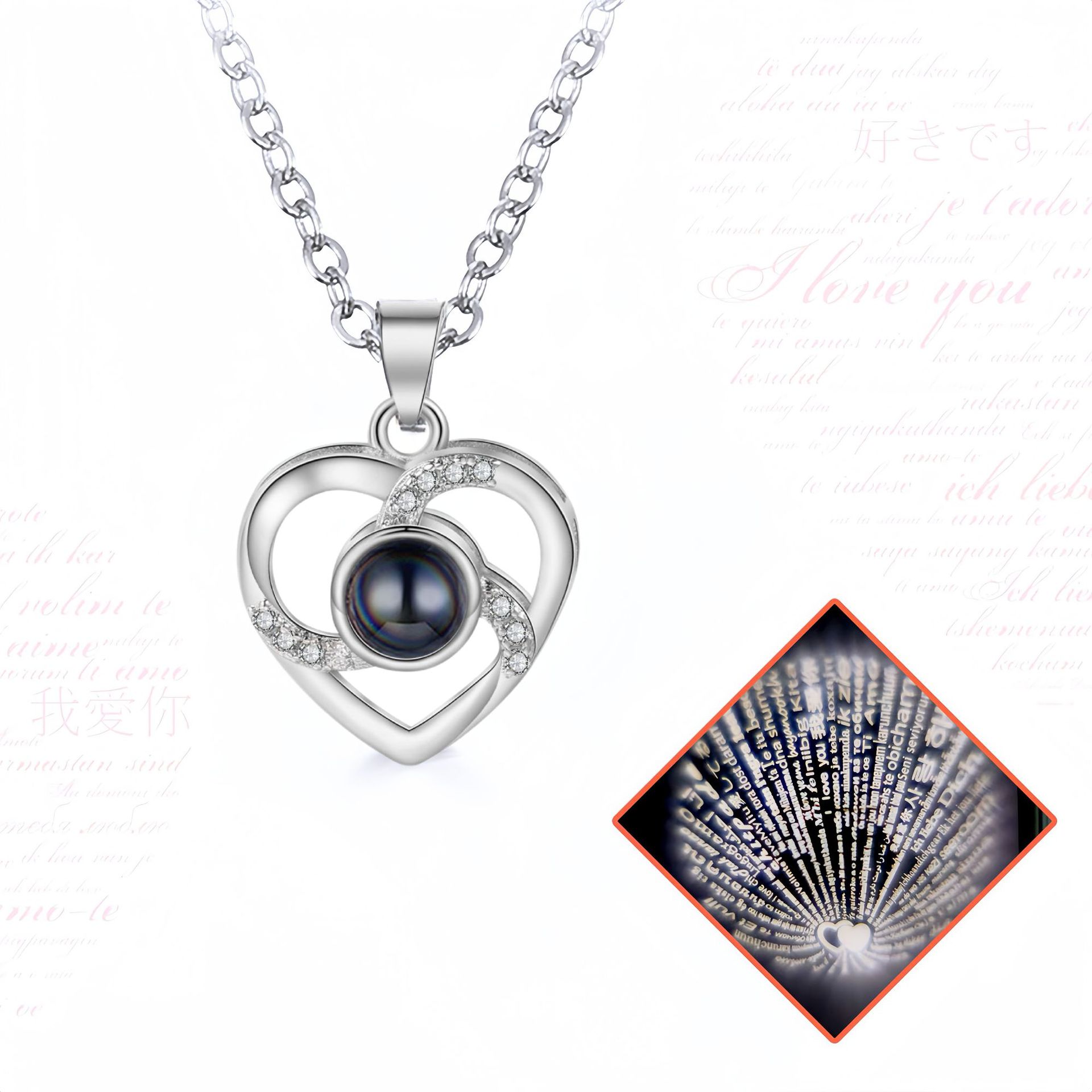 Heart-Shaped Love Language Projection Necklace