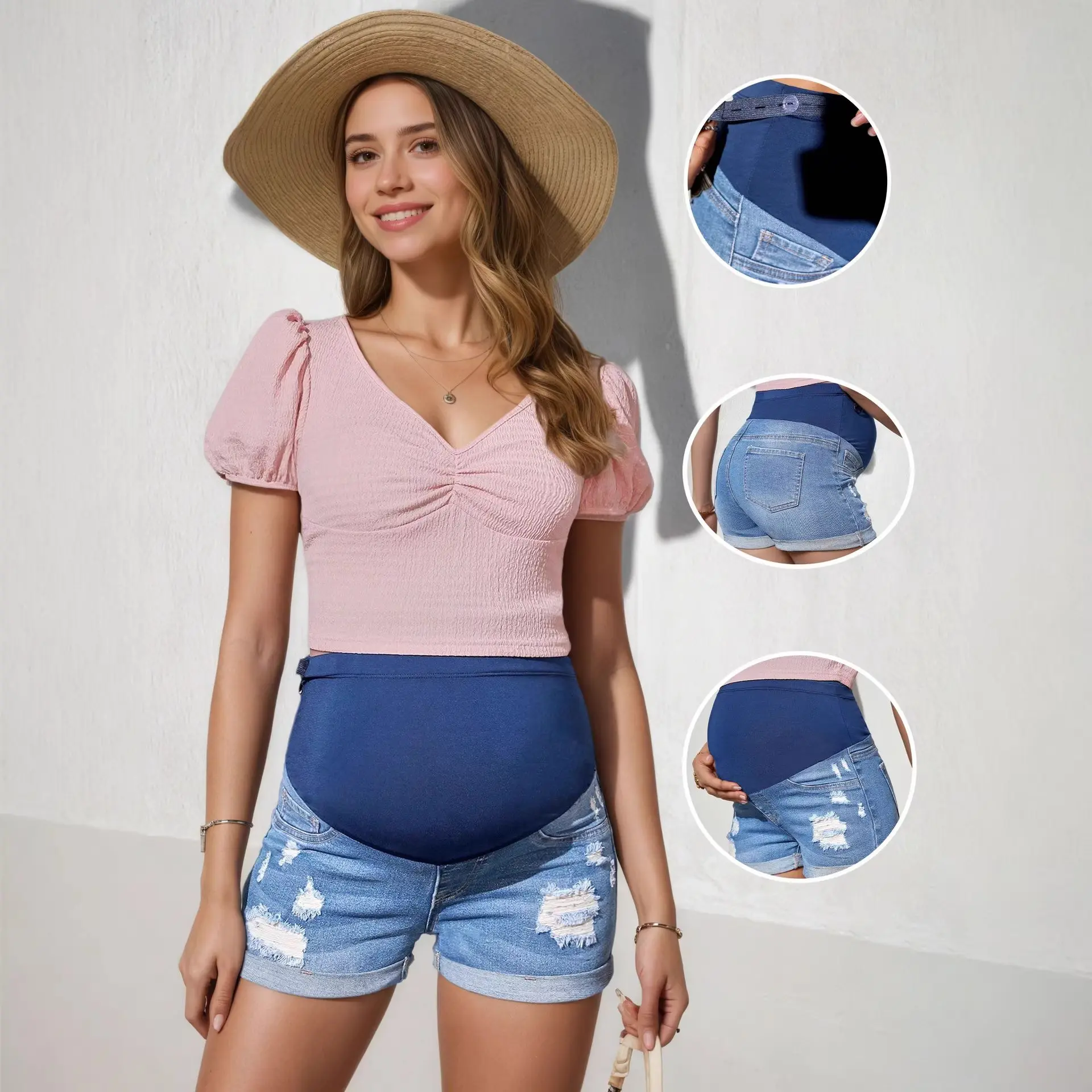 Womens Casual Ripped Denim Shorts