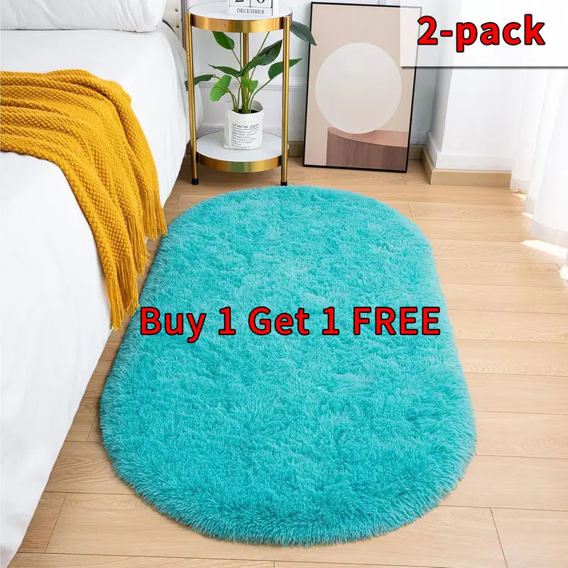 Oval Bedside Silk Anti-slip Rug