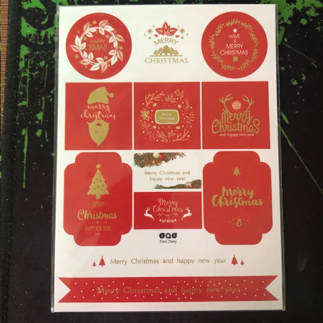 Christmas Gold Foil Stickers Diary Sticker Label Red - Shop at LoveMi