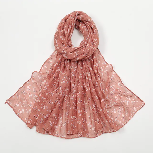 Fashion Floral Polyester Cotton Scarf Artistic Women 4 Leather Red - Shop at LoveMi