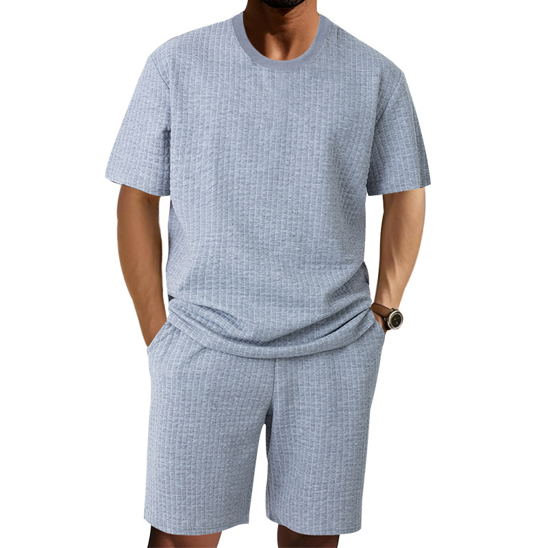 Mens Casual Retro Crew-Neck Short-Sleeve Set - Image 2