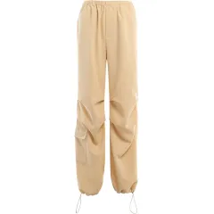 Solid Color Casual Slim-fit Commute Multi-pocket Cargo Pants Women - Khaki - View 1