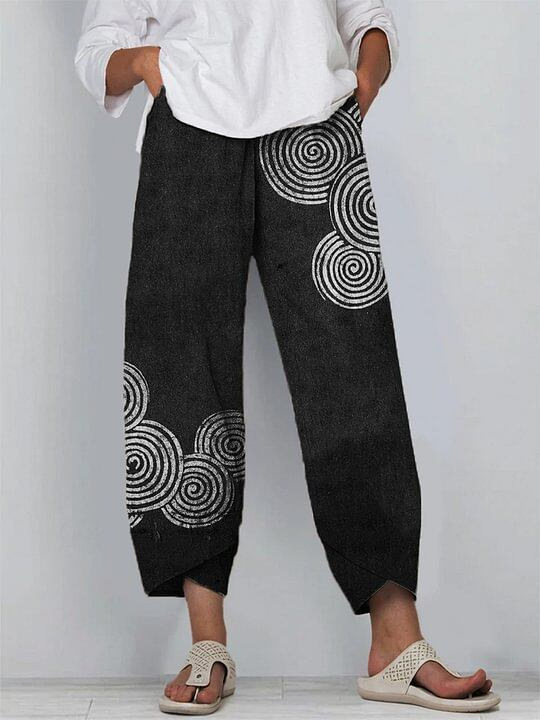 3D-printed Fashion-forward Capri Wide-leg Pants