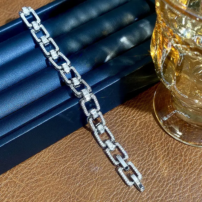 Niche Hip-hop Punk Bracelet Unisex Square Design With Micro-paved Zirconia