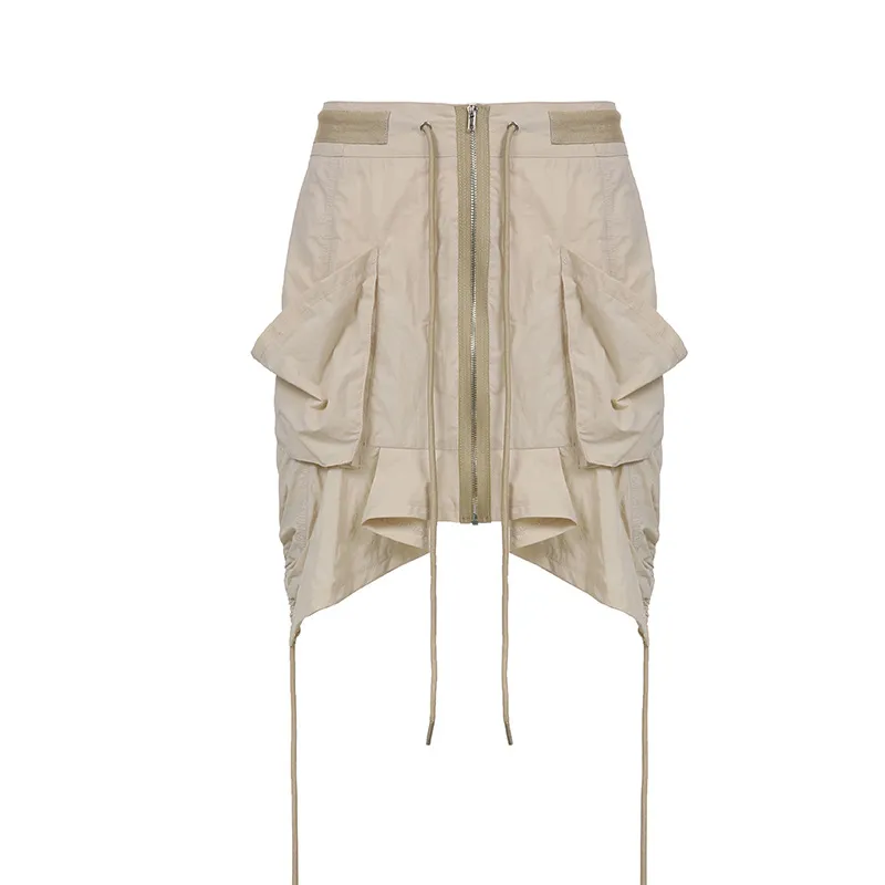 Fashion Statement Lace Up Suit Skirt Women - Skin Color