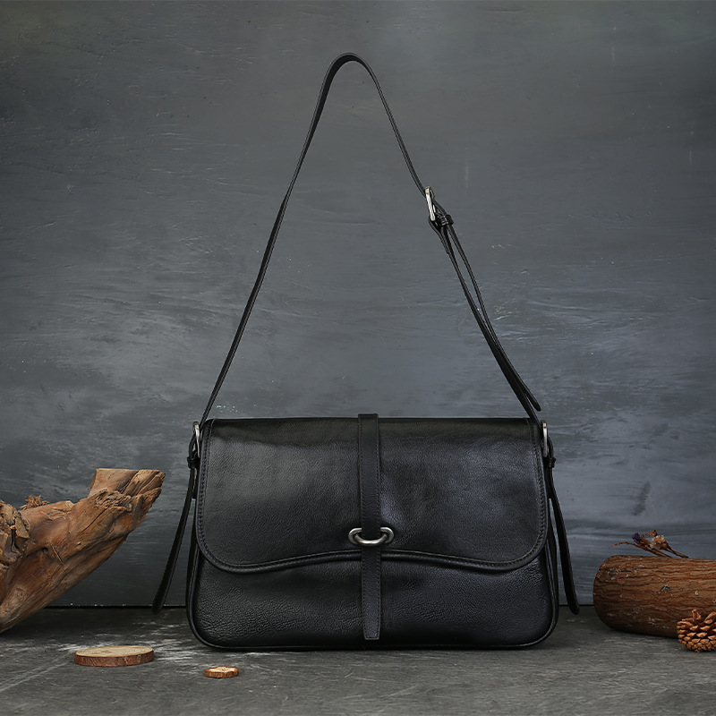 Full-Grain Leather Underarm Bag, picture 2 of 4