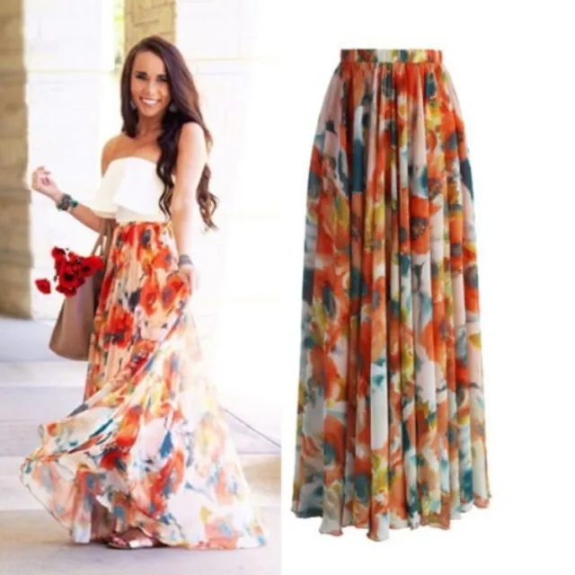 Women's Elegant Bohemian Swing Printed Dress Orange - Shop at LoveMi