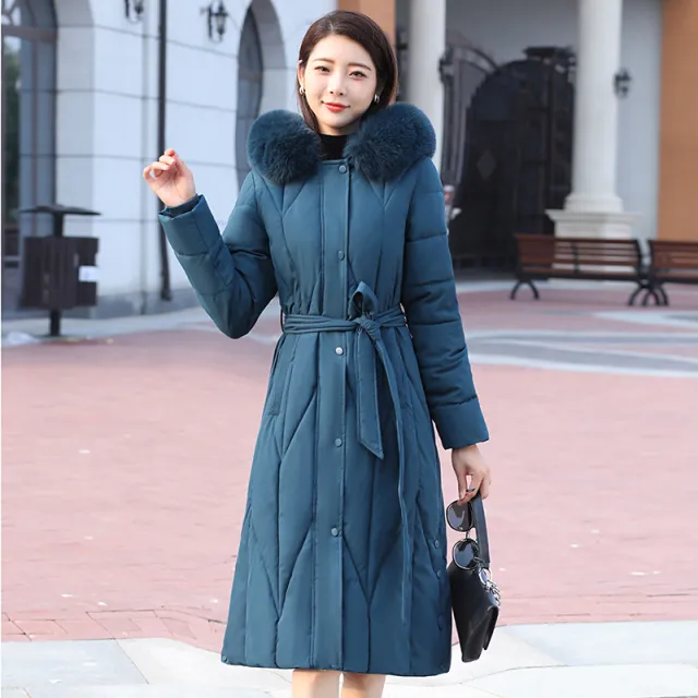 Women's Cotton padded Coat Fashion Waist controlled Thickened Navy - Shop at LoveMi