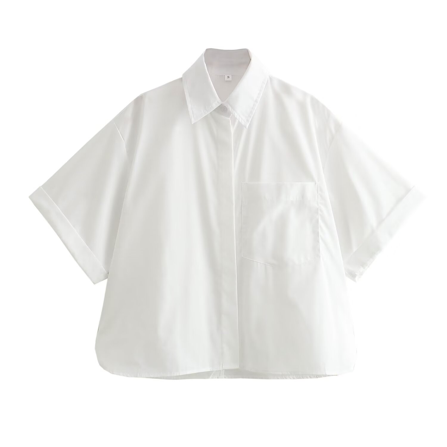 New Fashion Pocket Decoration Women's Top Shirt White - Shop at LoveMi