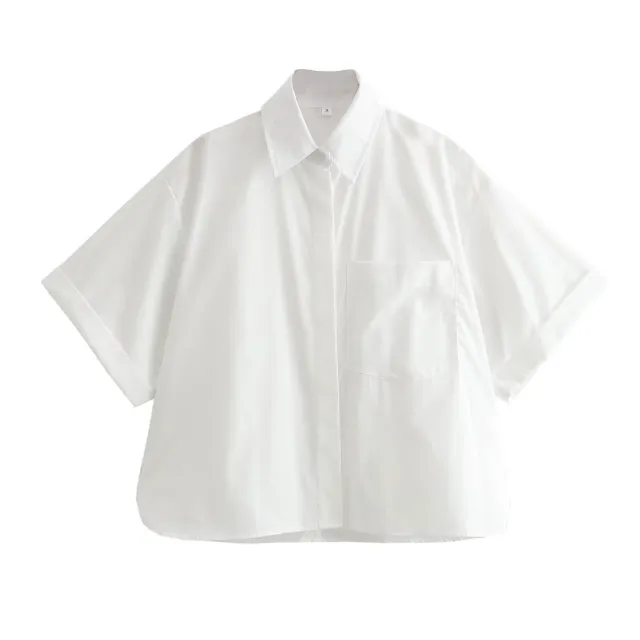 New Fashion Pocket Decoration Women's Top Shirt White - Shop at LoveMi