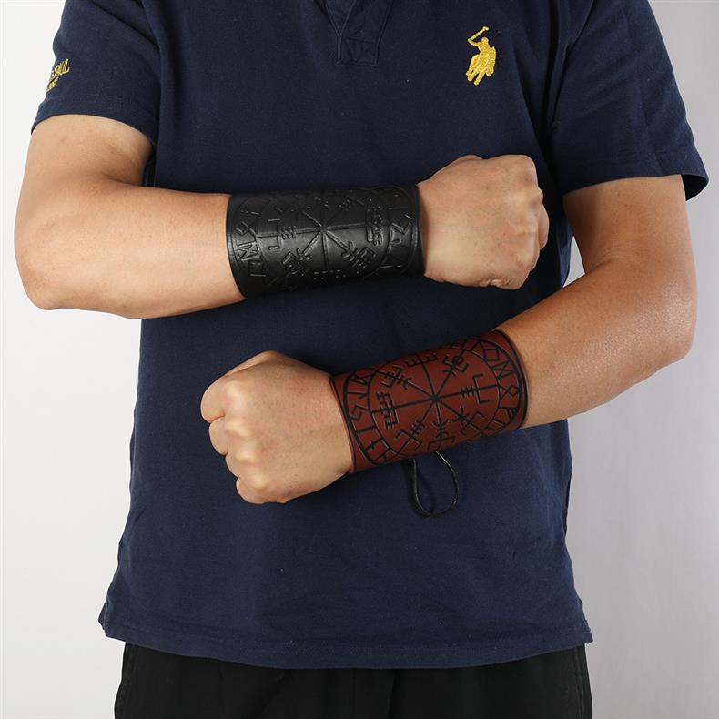 Title 2, Leather Arm Guard Retro Nordic Viking Totem Pun...