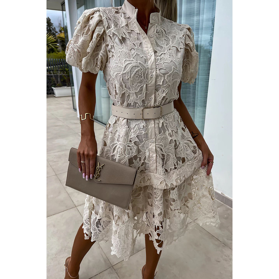 Women's Casual Single Breasted Lace Dress