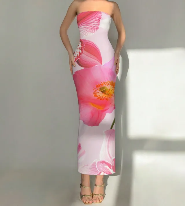 New Women's Slim fit Contrast Colors Floral Print Dress 3Color - Shop at LoveMi