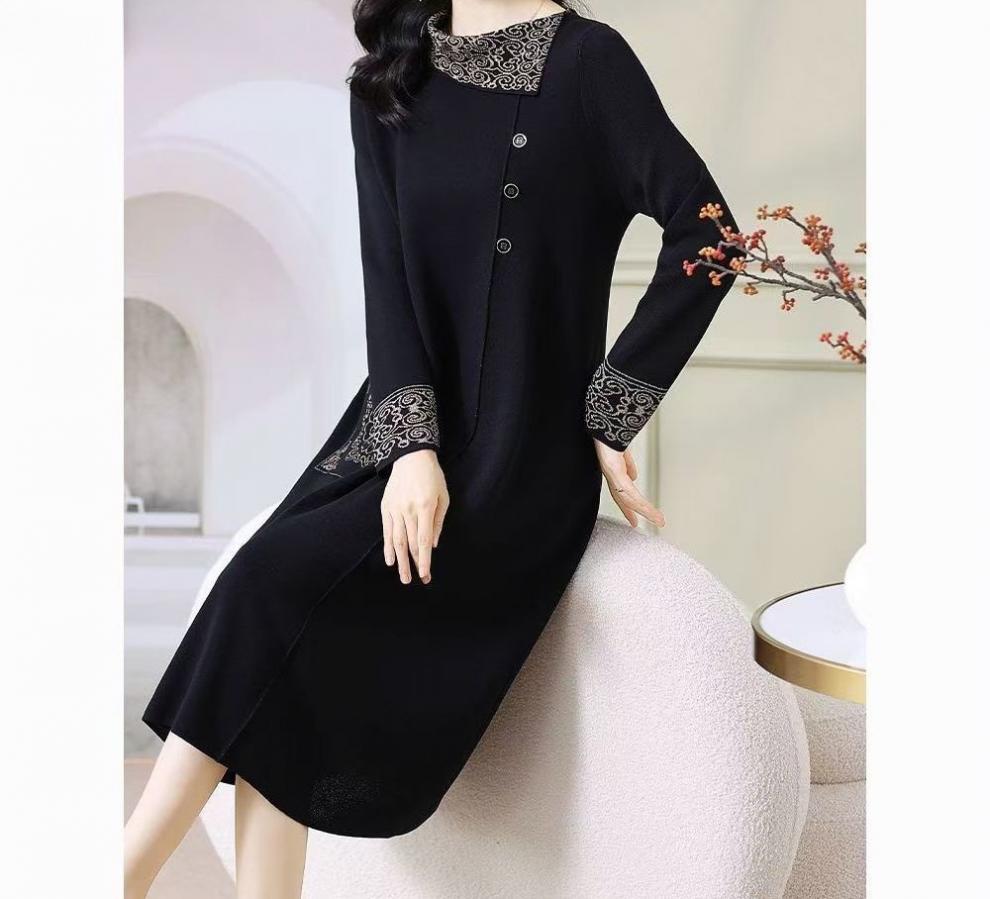 Title 1, Thickened Western Style Lady Knitted Dress Swea...