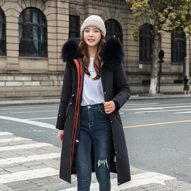 Women's Long Two way Cotton padded Clothes Fleece Trench Coat Black - Shop at LoveMi